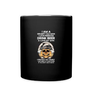 Zitates Zitat alter Mann und Trinkbier und Liebesf - Tasse einfarbig - Schwarz - Vorne