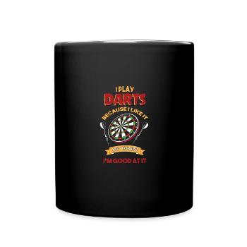 Dart Dartboard Dartpfeil - Tasse einfarbig - Schwarz - Vorne