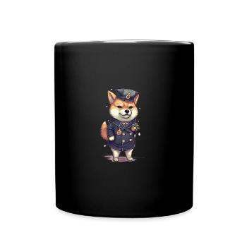 Le chien japonais Shiba Inu en tant que policier - Mug uni - noir - Devant