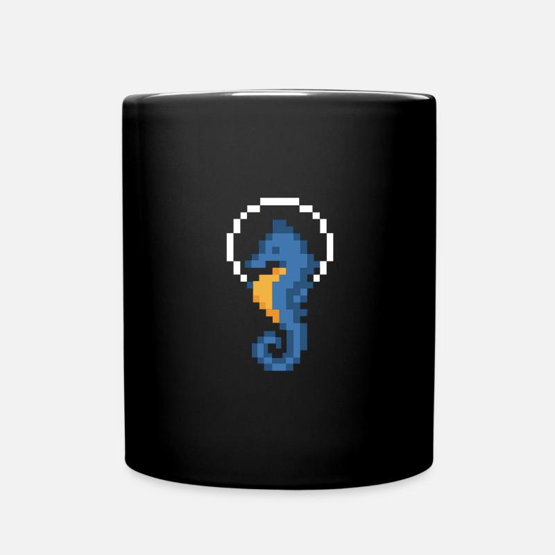 Seahorse Pixel Blue - Full Colour Mug - black
