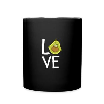 Love Avocado Cartoon Character - Full Colour Mug - black - Front