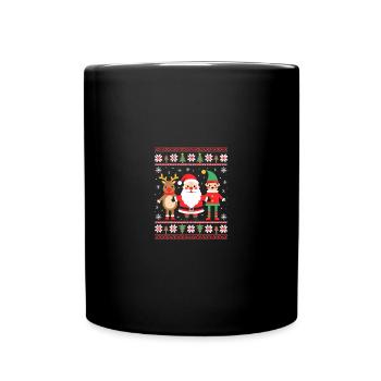 Ugly Christmas - Dabbing Santa Rentier Elf - Tasse einfarbig - Schwarz - Vorne
