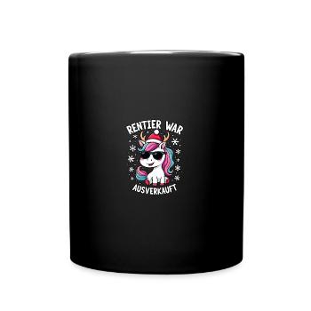 Rentier war ausverkauft Einhorn - Tasse einfarbig - Schwarz - Vorne