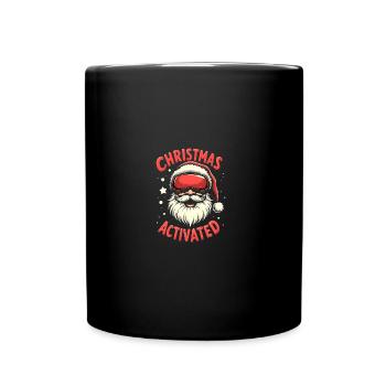Weihnachtsmann mit Skibrille - Tasse einfarbig - Schwarz - Vorne