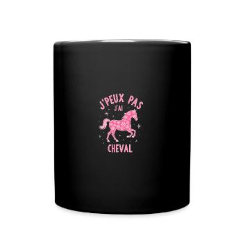 Équitation Humoristique - Cheval Rose - Mug uni - noir - Devant