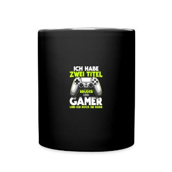 Zocker-Bruder: Junge Gamer Leben - Tasse einfarbig - Schwarz - Vorne