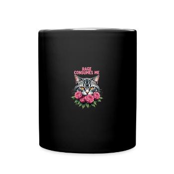 Rage Consumes Me Lustiges Katzenblümchen - Tasse einfarbig - Schwarz - Vorne
