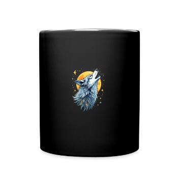 Heart Line Wolf - Moon Art - Full Colour Mug - black - Front