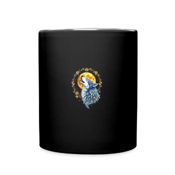Heart Line Wolf - Moon Art - Full Colour Mug - black - Front