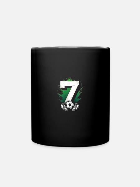 7. Geburtstag Fußballspieler 7 Jahre Kinder - Tasse einfarbig - Schwarz