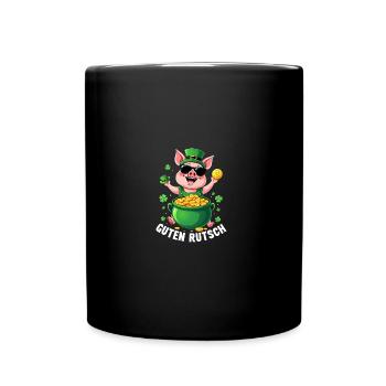 Glücksschwein - Silvester Guten Rutsch - Tasse einfarbig - Schwarz - Vorne