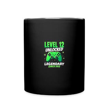 Level 12 Birthday Boy Gamer 12th Birthday - Full Colour Mug - black - Front
