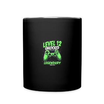 Level 12 Birthday Boy Gamer 12th Birthday - Full Colour Mug - black - Front