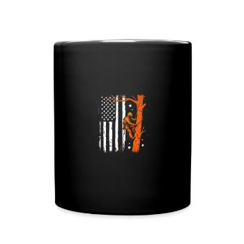 Baumpfleger Flagge Wald Holzfäller Geschenk - Tasse einfarbig - Schwarz - Vorne