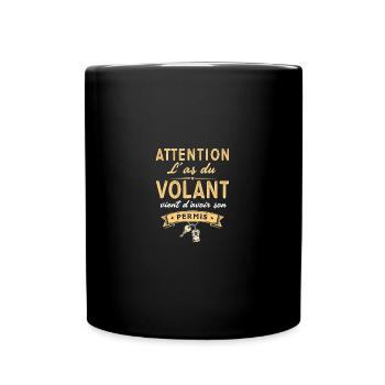 Jeune conducteur humour Cadeau Permis Conduire - Mug uni - noir - Devant