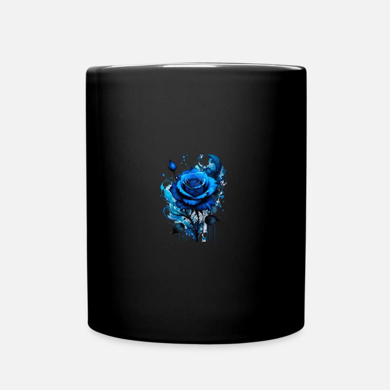encre, rose bleue, illustration, peinture, graffiti - Mug uni - noir