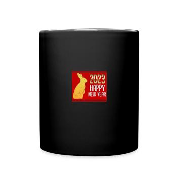 Chinesisches Neujahr Hase Asien 2023 I Geschenk - Tasse einfarbig - Schwarz - Vorne