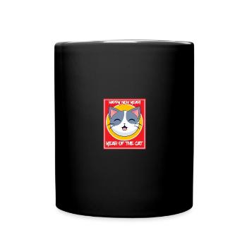 Vietnamesisches Neujahr Katze 2023 I Geschenk - Tasse einfarbig - Schwarz - Vorne