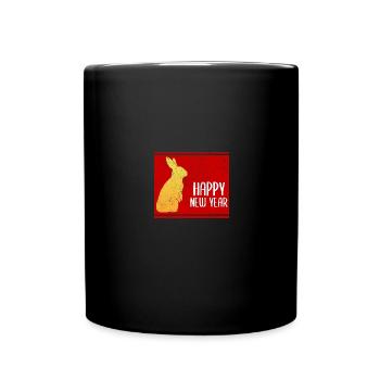 Chinesisches Neujahr Hase Asien 2023 I Geschenk - Tasse einfarbig - Schwarz - Vorne