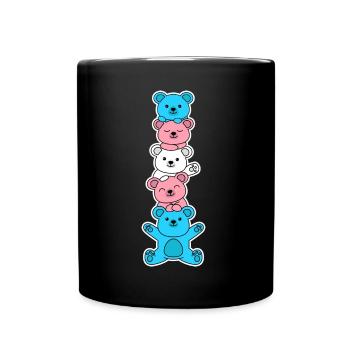 Trans flag bear design for proud trans people - Full Colour Mug - black - Front