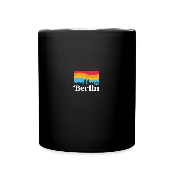 Berlin Retro Sehenswürdigkeiten Skyline Souvenir - Tasse einfarbig - Schwarz - Vorne