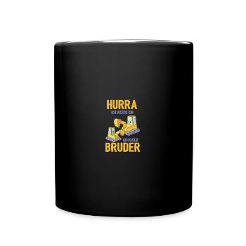 Werdender Bruder Geschenk Ich werde Bruder Bagger - Tasse einfarbig - Schwarz - Vorne