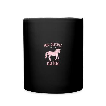 Reitersprüche Reiterin Pferde Silhouette Reitshirt - Tasse einfarbig - Schwarz - Vorne