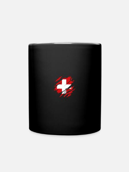 Suisse Suisse Drapeau Suisse Fanshirt Flag Cadeau - Mug uni - noir