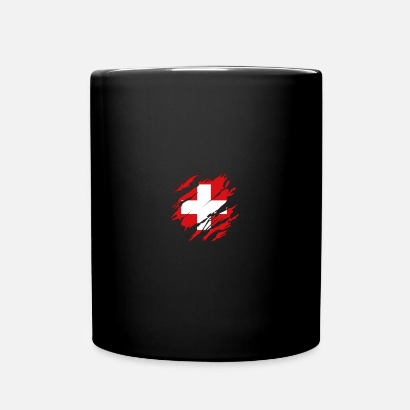 Suisse Suisse Drapeau Suisse Fanshirt Flag Cadeau - Mug uni - noir
