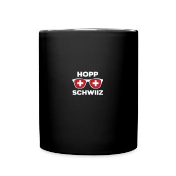 Schweiz Hopp Schwiiz Fahne Fanshirt Geschenk - Tasse einfarbig - Schwarz - Vorne