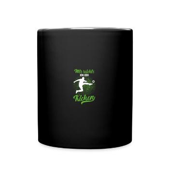 Kinder Fussball Fussballer Kicken - Tasse einfarbig - Schwarz - Vorne