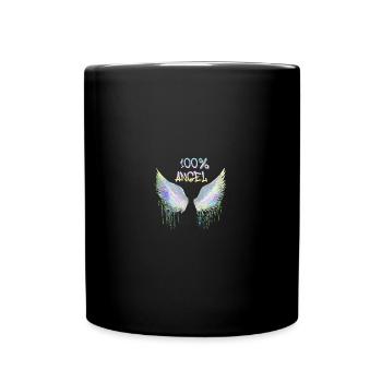 100% ange, ailes d’ange, ailes d’ange, ailes, graffiti - Mug uni - noir - Devant