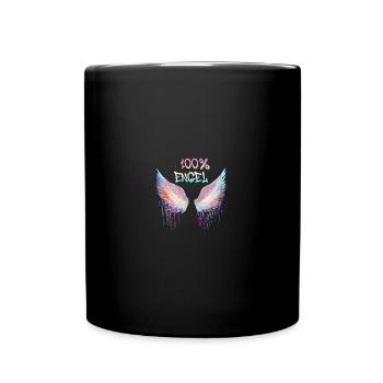 100% ange, ailes d’ange, ailes d’ange, ailes, graffiti - Mug uni - noir - Devant