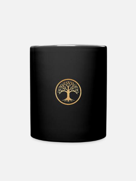 Baum des Lebens, keltisch nordisch spirituell Yoga - Tasse einfarbig - Schwarz