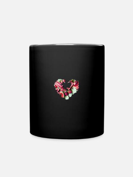 glace d’eau, cœur de fleur, glace, rouge, glace dans le style, - Mug uni - noir