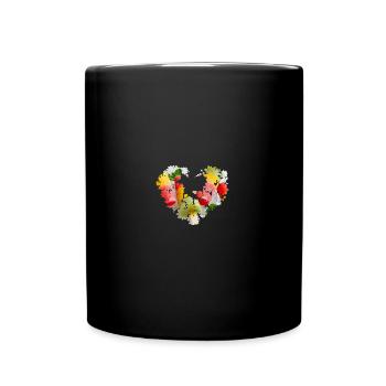 glace, cœur, cœur de fleur, coloré, orange, crème glacée avec style - Mug uni - noir - Devant