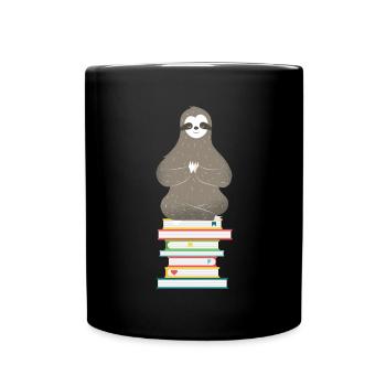 Sloth Bookworm Reader Gift Idea - Full Colour Mug - black - Front