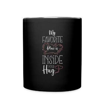 Liebe Umarmung Herz Süß - Tasse einfarbig - Schwarz - Vorne