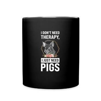 Schweine Schweinefarm Geschenk - Tasse einfarbig - Schwarz - Vorne