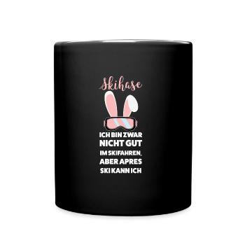 Skihase Apres Ski Ski Hasen Geschenk - Tasse einfarbig - Schwarz - Vorne