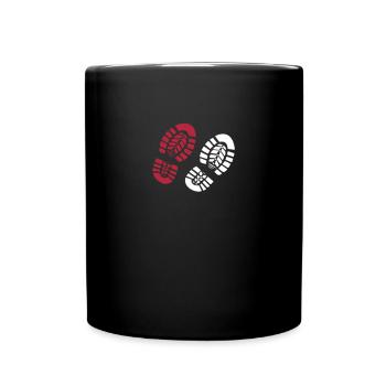 Fußabdruck Stiefel Wanderschuhe 2c - Tasse einfarbig - Schwarz - Vorne