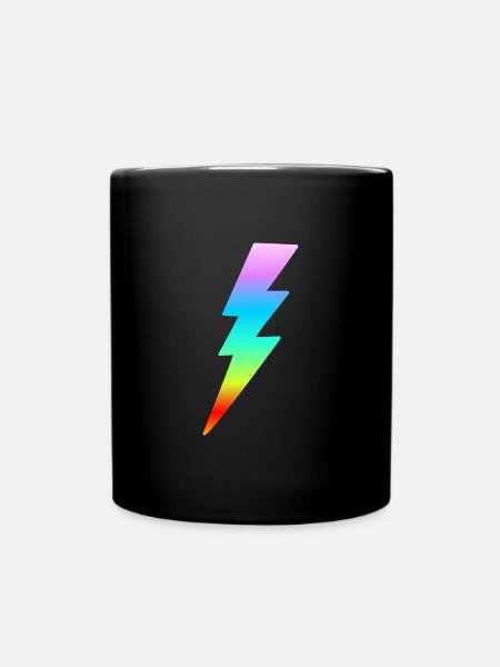 Bunter Blitz Regenbogen Farben Retro Geschenk Frau - Tasse einfarbig - Schwarz
