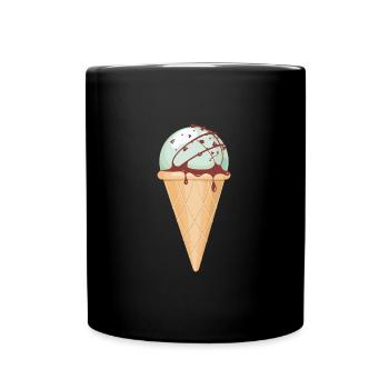 Cornet de crème glacée aux pépites de chocolat à la menthe - Mug uni - noir - Devant