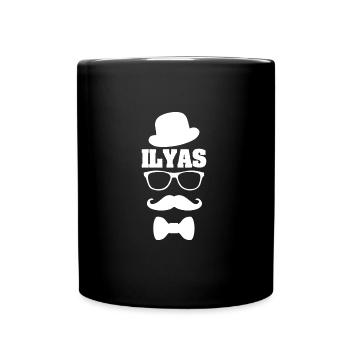 Ilyas als Schnauzer - Tasse einfarbig - Schwarz - Vorne