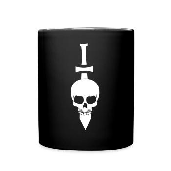 white skull and sword - Full Colour Mug - black - Front