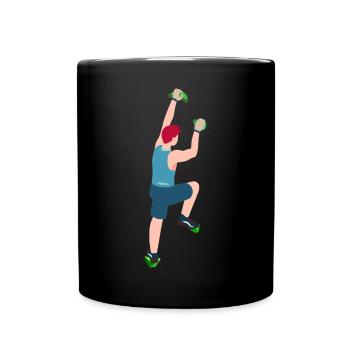 Klettern, bouldern, Sportklettern, Kletterwand - Tasse einfarbig - Schwarz - Vorne
