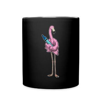Flamingo Schüler Wachsmalstift Schule - Tasse einfarbig - Schwarz - Vorne