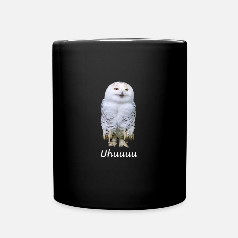 Lustiges Uhu Eulen-T-Shirt – „Uhuuuu!“ - Tasse einfarbig - Schwarz