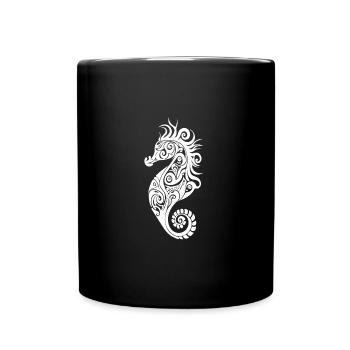 Kleines Niedliches Vintage Seepferdchen - Tasse einfarbig - Schwarz - Vorne