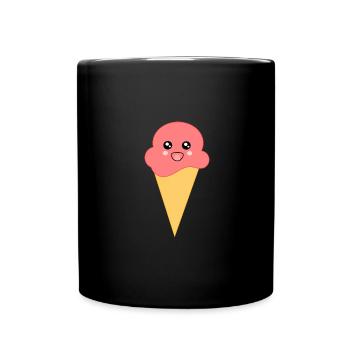Eis Eiscreme Erdbeereis - Tasse einfarbig - Schwarz - Vorne
